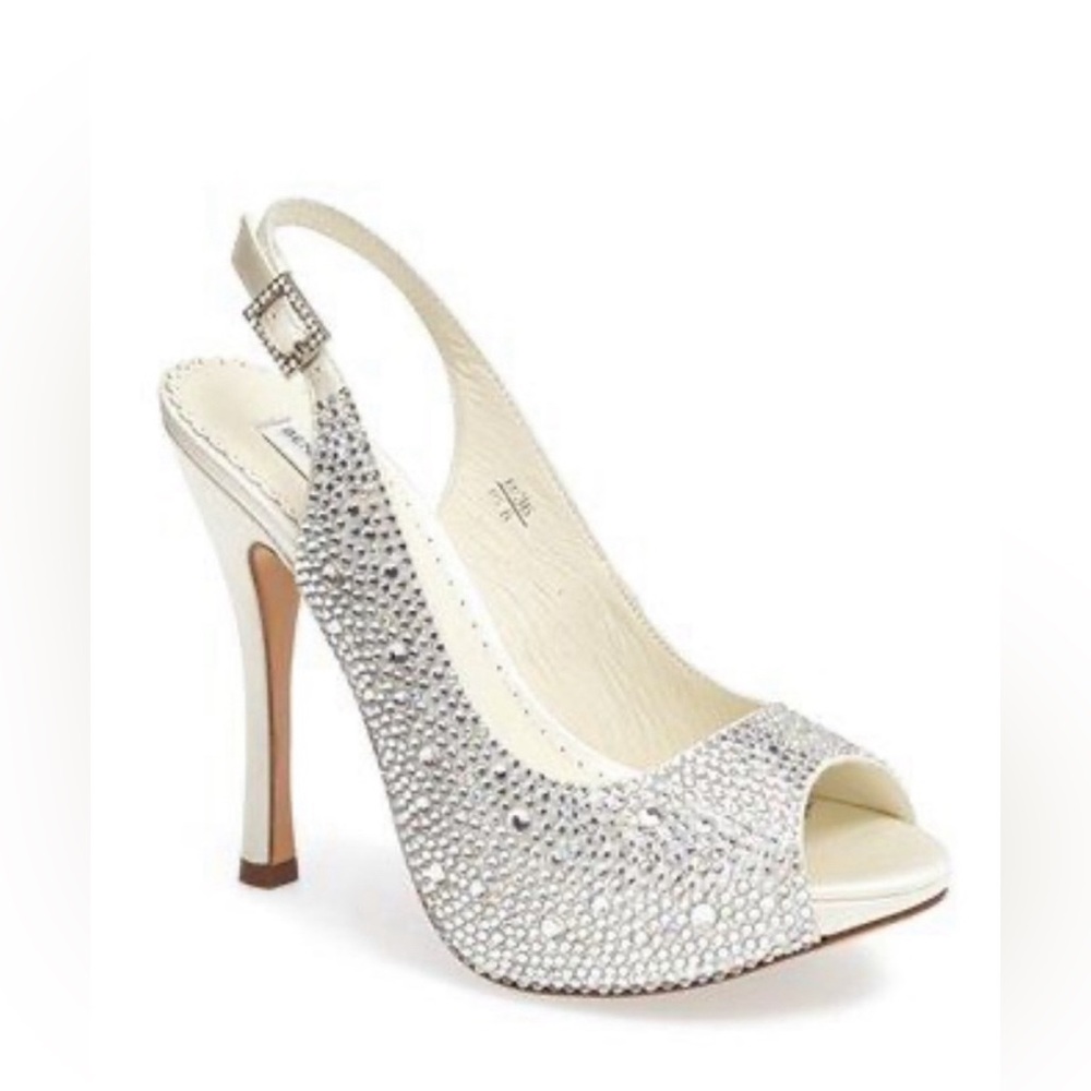 Benjamin Adams Swarovski Crystal Sling Back Pump Heels - size 8 (38.5)